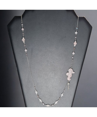 Collier Quartz rose et...