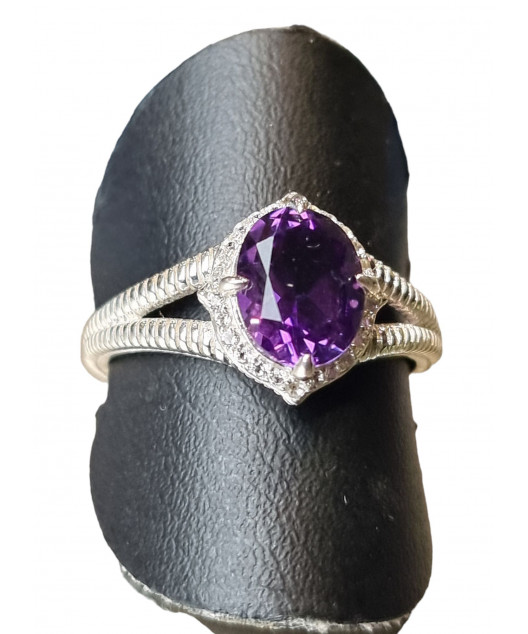 Bague améthyste argent 925 taille 58