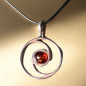 Pendentif Ambre Boule Argent 925 sur cordon réglable