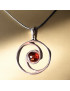 Pendentif Ambre Boule Argent 925 sur cordon réglable