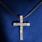 Pendentif Topaze bleue croix Argent 925 avec cordon réglable