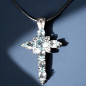 Pendentif Topaze bleue croix Argent 925 avec cordon réglable