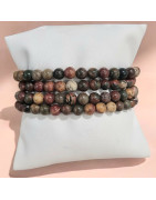 Bracelet Jaspe Polychrome Pierres rondes 6mm