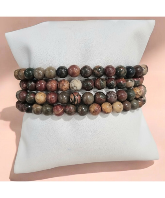 Bracelet Jaspe Polychrome Pierres Rondes