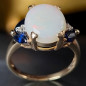 Bague Opale Saphir et Diamant Or 18 carats Taille 54 et sur mesure