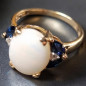 Bague Opale Saphir et Diamant Or 18 carats Taille 54 et sur mesure