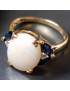 Bague Opale Saphir et Diamant Or 18 carats Taille 54 et sur mesure