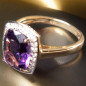 Bague Améthyste et Diamant Or 18 carats Taille 54 et sur mesure (s)
