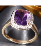 Bague Améthyste et Diamant Or 18 carats Taille 54 et sur mesure (s)