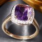 Bague Améthyste et Diamant Or 18 carats Taille 54 et sur mesure (s)