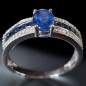 Bague Saphir et Diamant Or blanc 18 carats Taille 56 et sur mesure