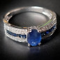 Bague Saphir et Diamant Or blanc 18 carats Taille 56 et sur mesure