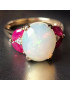 Bague Opale Rubis et Diamant Or 18 carats Taille 55 et sur mesure (s)