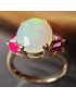 Bague Opale Rubis et Diamant Or 18 carats Taille 55 et sur mesure (s)