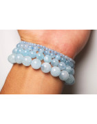 Bracelet Aigue-marine pierres rondes