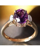 Bague Améthyste et Diamant Or 18 carats Taille 54 et sur mesure