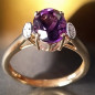 Bague Améthyste et Diamant Or 18 carats Taille 54 et sur mesure (s)