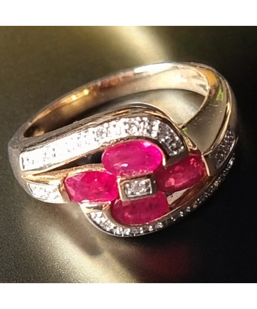 Bague Rubis et Diamant Or 18 carats Taille 56 et sur mesure (s)