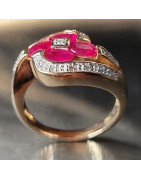 Bague Rubis et Diamant Or 18 carats Taille 56 et sur mesure (s)