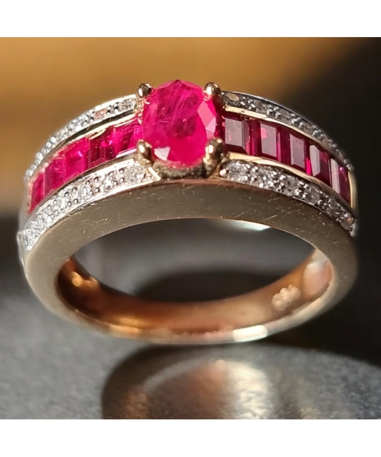 Bague Rubis et Diamant Or 18 carats Taille 54 et sur mesure (s)