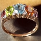 Bague Topaze bleue Citrine Péridot Améthyste et Grenat Or 18 Carats Taille 63 (s)