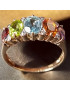 Bague Topaze bleue Citrine Péridot Améthyste et Grenat Or 18 Carats Taille 63 (s)