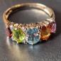 Bague Topaze bleue Citrine Péridot Améthyste et Grenat Or 18 Carats Taille 63 (s)
