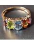 Bague Topaze bleue Citrine Péridot Améthyste et Grenat Or 18 Carats Taille 63 (s)