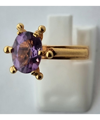 Bague améthyste plaquée or taille 53