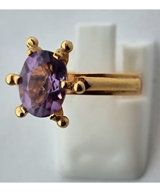 Bague améthyste plaquée or taille 53