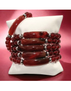Bracelet Cornaline avec plaque Pierres Rondes 8mm
