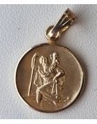 Médaille Saint Christophe alu plaqué or Vintage forme ronde pm