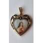 Médaille Sainte Thérèse alu plaqué or Vintage forme cœur recto verso GM
