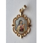 Médaille Sainte Thérèse alu plaqué or Vintage forme fleur GM