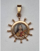 Médaille Sainte Thérèse alu plaqué or Vintage forme ronde pm