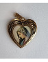 Médaille Vierge alu plaqué or Vintage forme cœur recto verso  GM