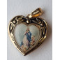 Médaille Vierge alu plaqué or Vintage forme cœur recto verso  GM