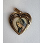 Médaille Sainte Thérèse alu plaqué or Vintage forme cœur recto verso GM