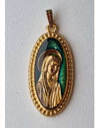 Médaille Vierge alu plaqué or Vintage forme ovale GM