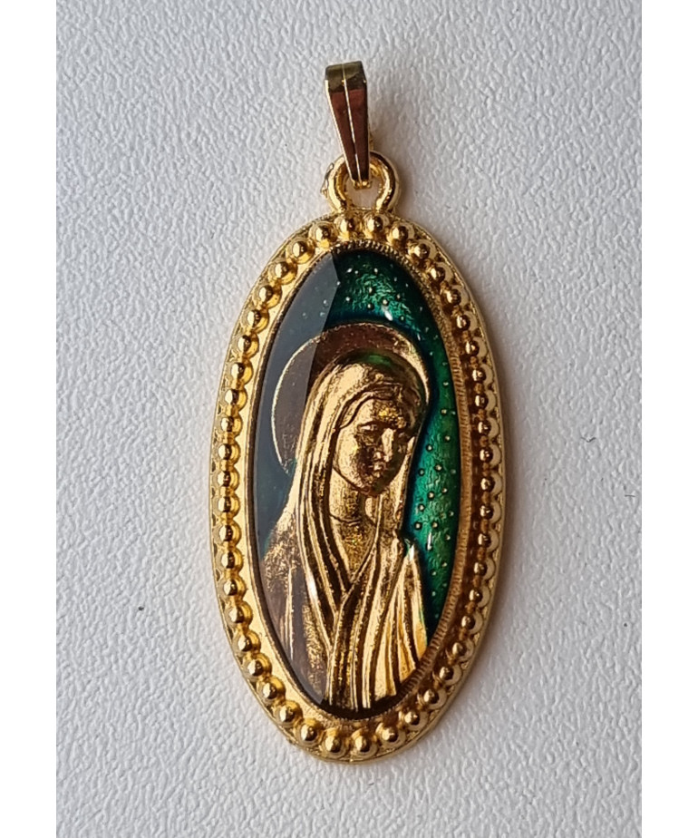 Médaille Vierge alu plaqué or Vintage forme ovale GM