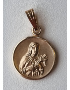 Médaille Vierge Marie tout alu plaqué or Vintage forme ronde pm