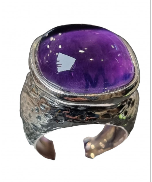 Bague améthyste argent 925 taille réglable