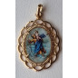 Médaille Saint Christophe alu plaqué or Vintage forme fleur GM