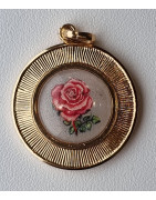 Médaille Rose alu plaqué or Vintage forme ronde GM