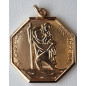 Médaille Saint Christophe tout alu plaqué or Vintage forme octogonale recto verso GM