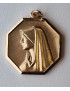 Médaille Vierge Marie tout alu plaqué or Vintage forme octogonale recto verso GM