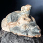 Pierre sculptée Jaspe paysage animaux de la ferme 999g