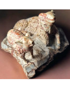 Pierre sculptée Jaspe paysage animaux de la ferme 1045g
