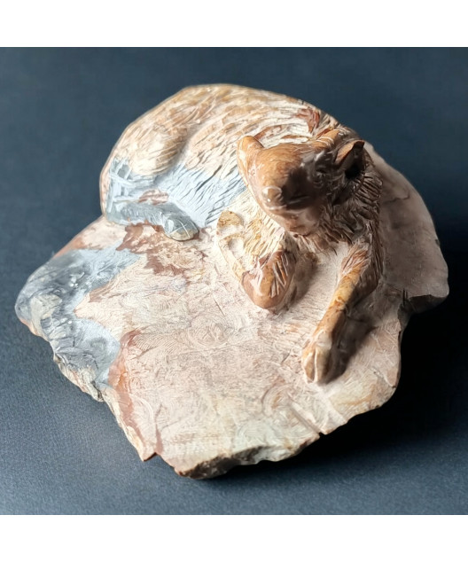 Pierre sculptée Jaspe paysage animaux de la ferme 1045g