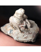 Pierre sculptée Jaspe paysage animaux de la ferme 1337g